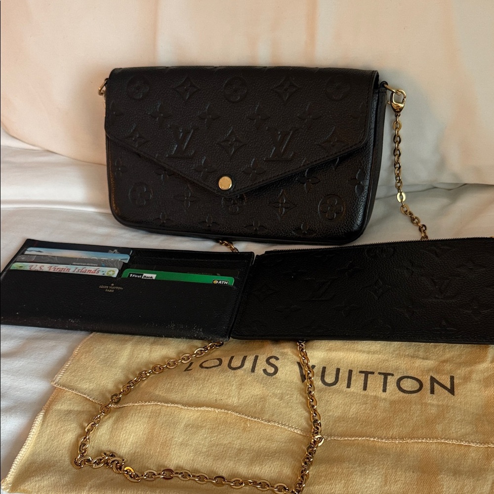 Louis Vuitton Black Clutch with Gold Chain - Picture 3 of 9